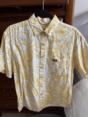 Yellow & White Printed Short-Sleeve Shirt